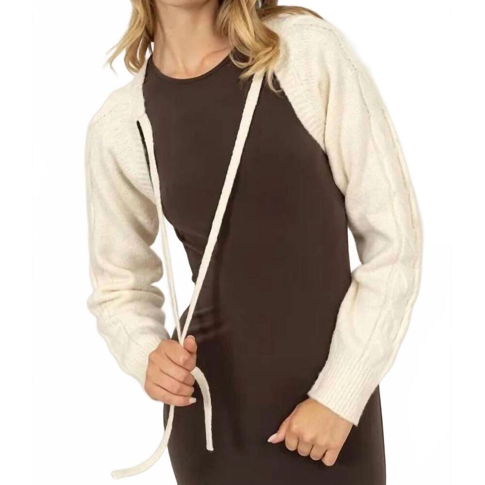 NEW HYFVE cable knit tie front shrug in cream